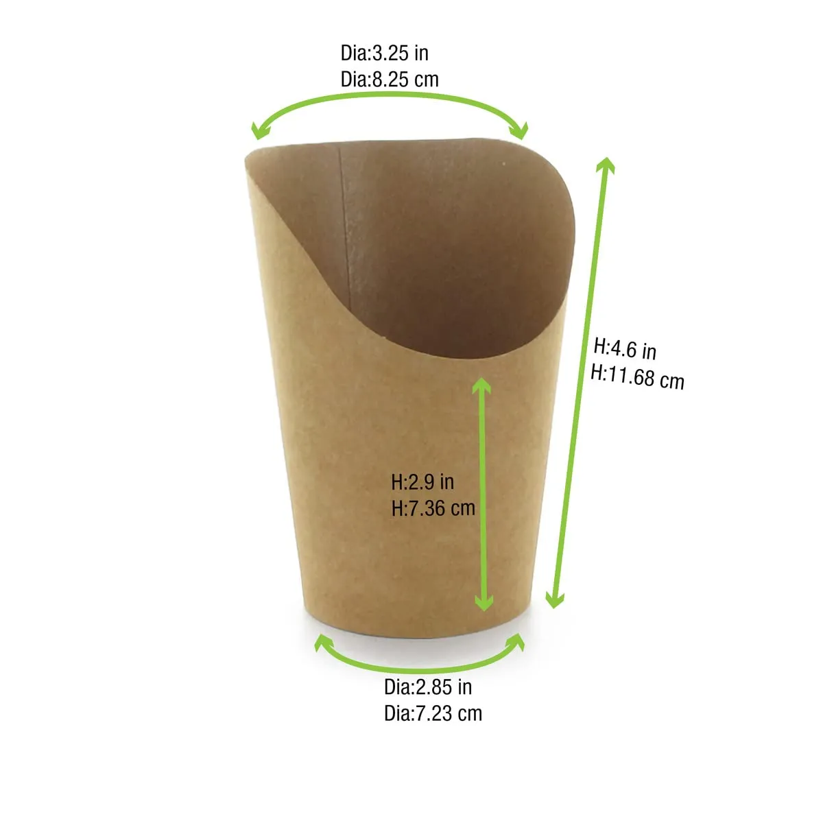 French Fry Holder - Disposable French Fries or Wrap Cup - Brown Kraft Paper Eco Friendly Paper Food Holder 5.5 oz Case of 1200