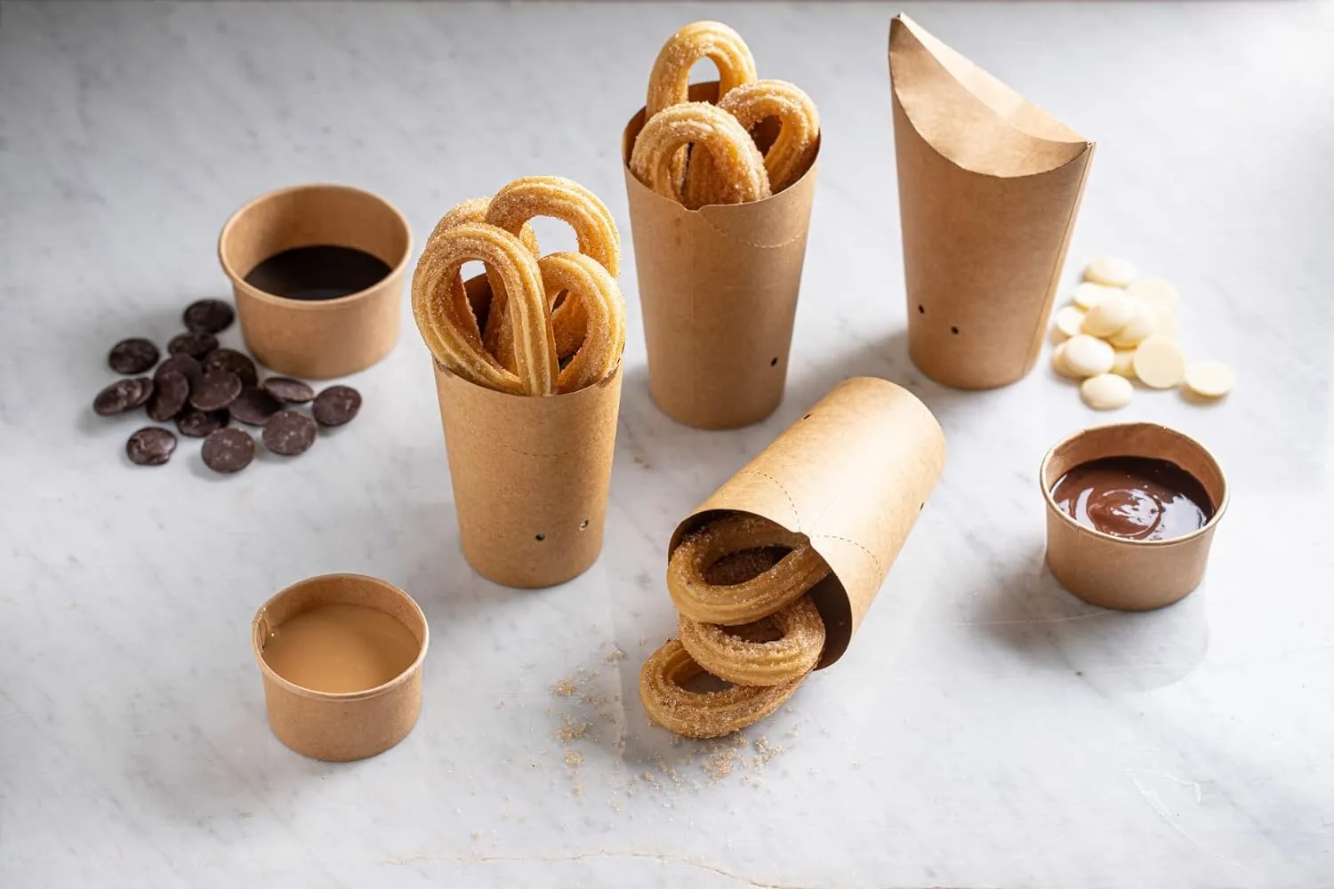 French Fry Holder - Disposable French Fries or Wrap Cup - Brown Kraft Paper Eco Friendly Paper Food Holder 5.5 oz Case of 1200