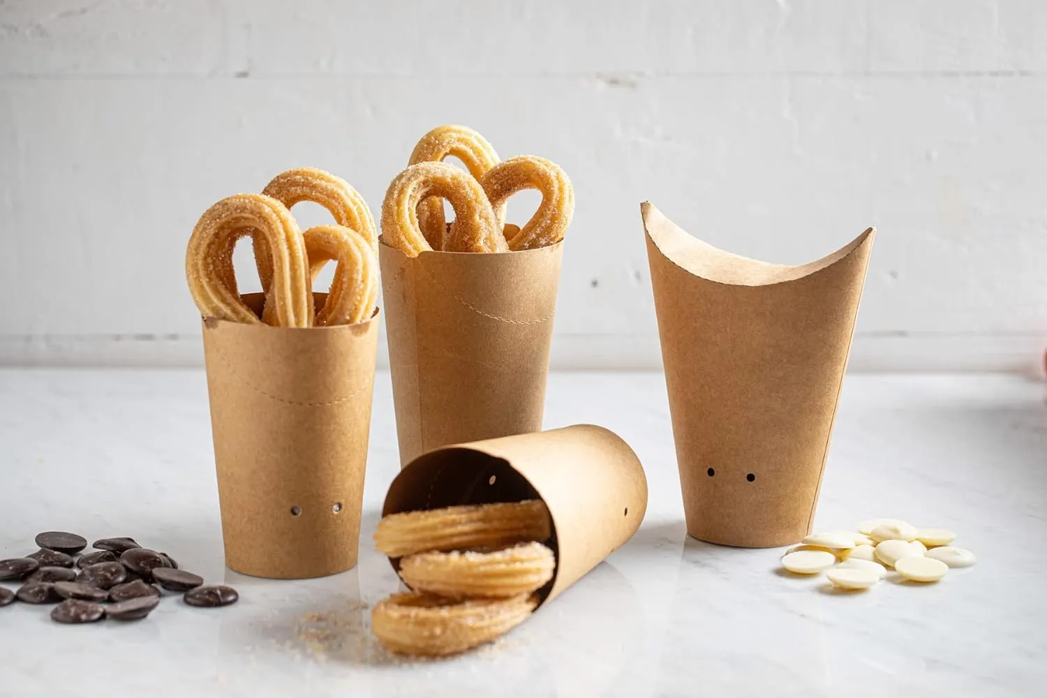 French Fry Holder - Disposable French Fries or Wrap Cup - Brown Kraft Paper Eco Friendly Paper Food Holder 5.5 oz Case of 1200