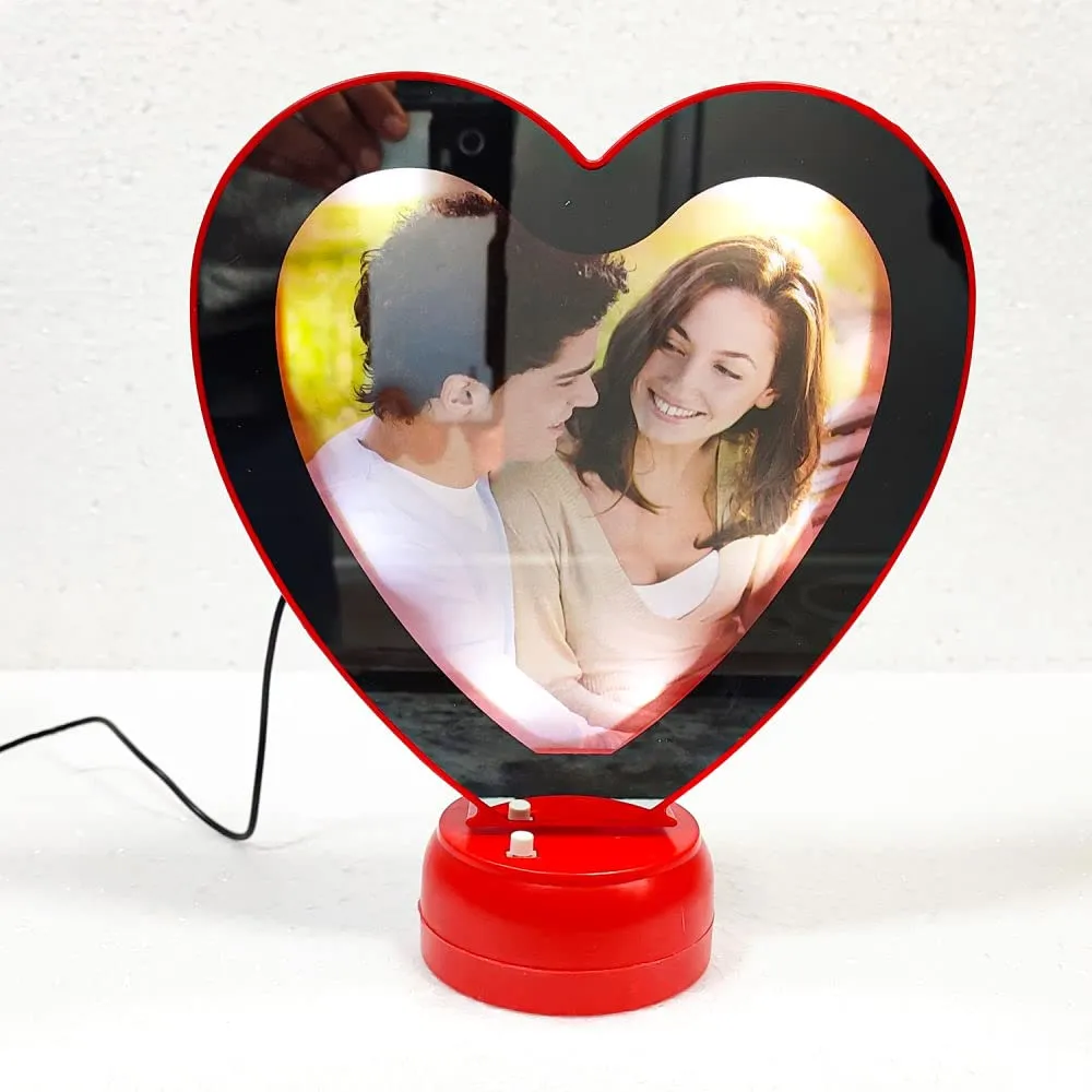 Frescorr Led Magic Mirror Photo Frame With Charging Cable,Can be Customise/Personalised for loved ones on any occassion (Heart)