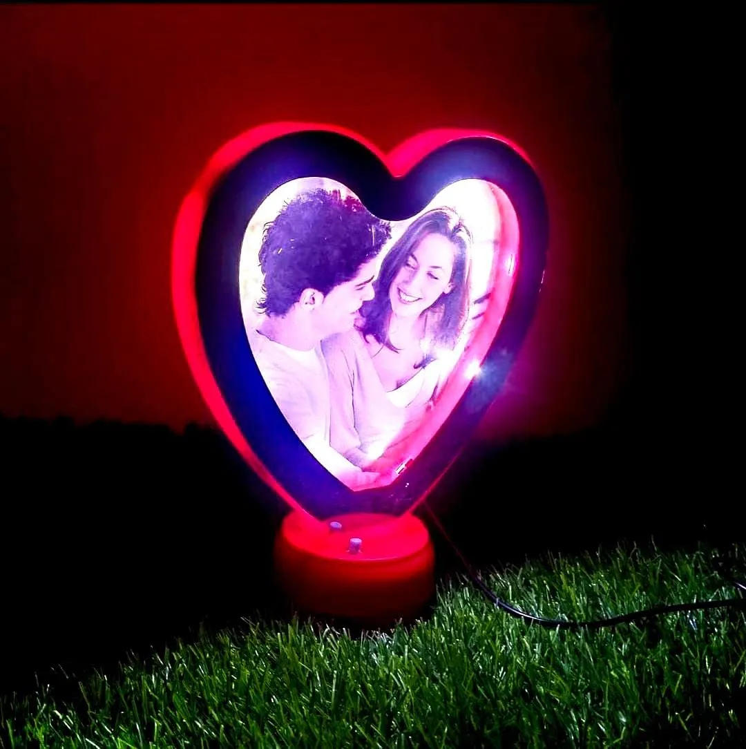 Frescorr Led Magic Mirror Photo Frame With Charging Cable,Can be Customise/Personalised for loved ones on any occassion (Heart)