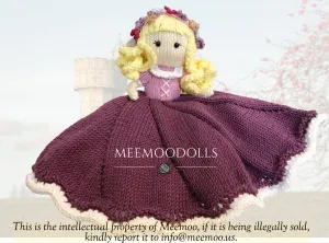 Golden Hair Princess Baby Blanket. Guide to knit security blanket. Knitted toy Patterns. Meemoodolls