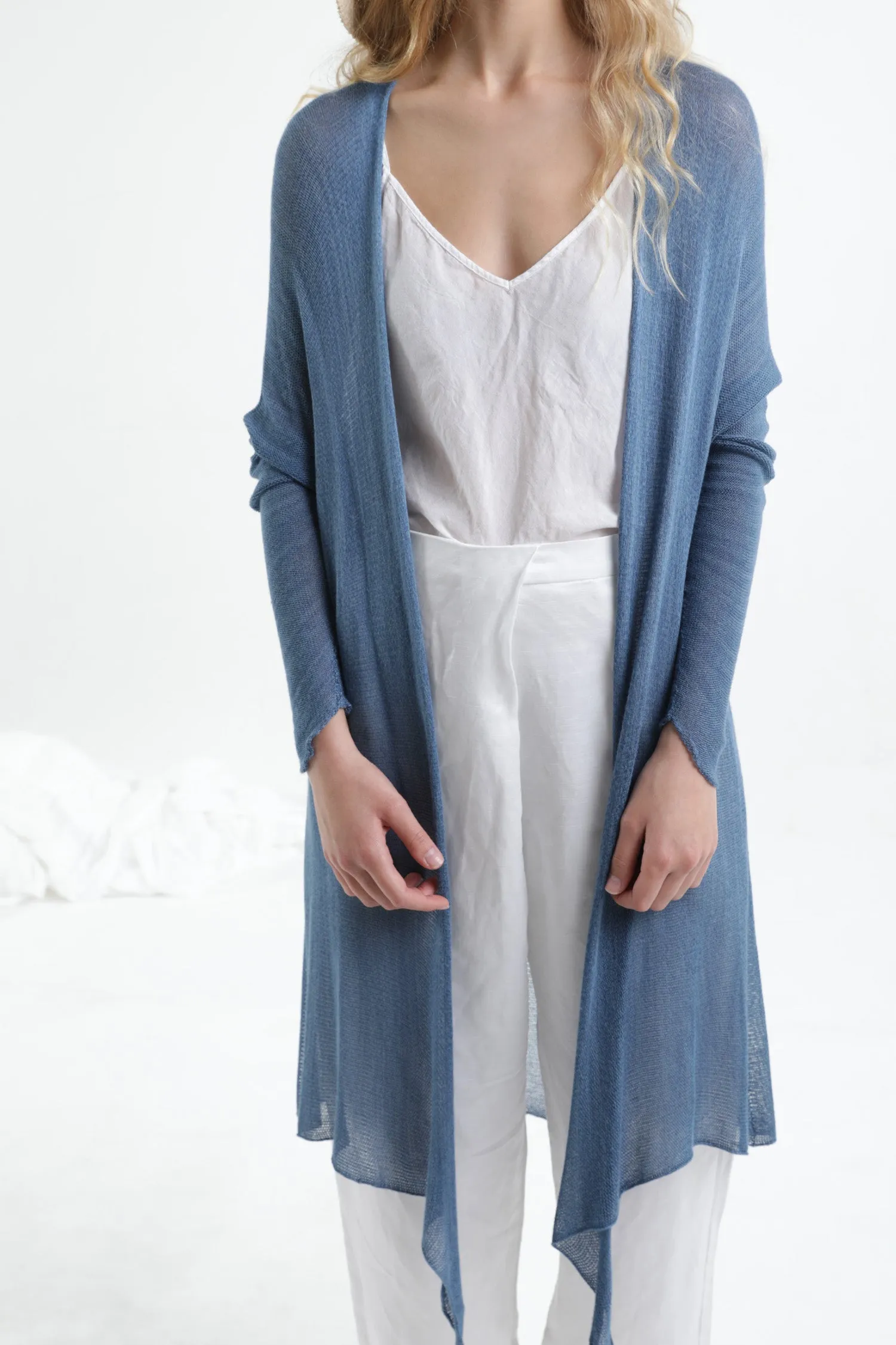 Jean Blue Long Bamboo Cardigan