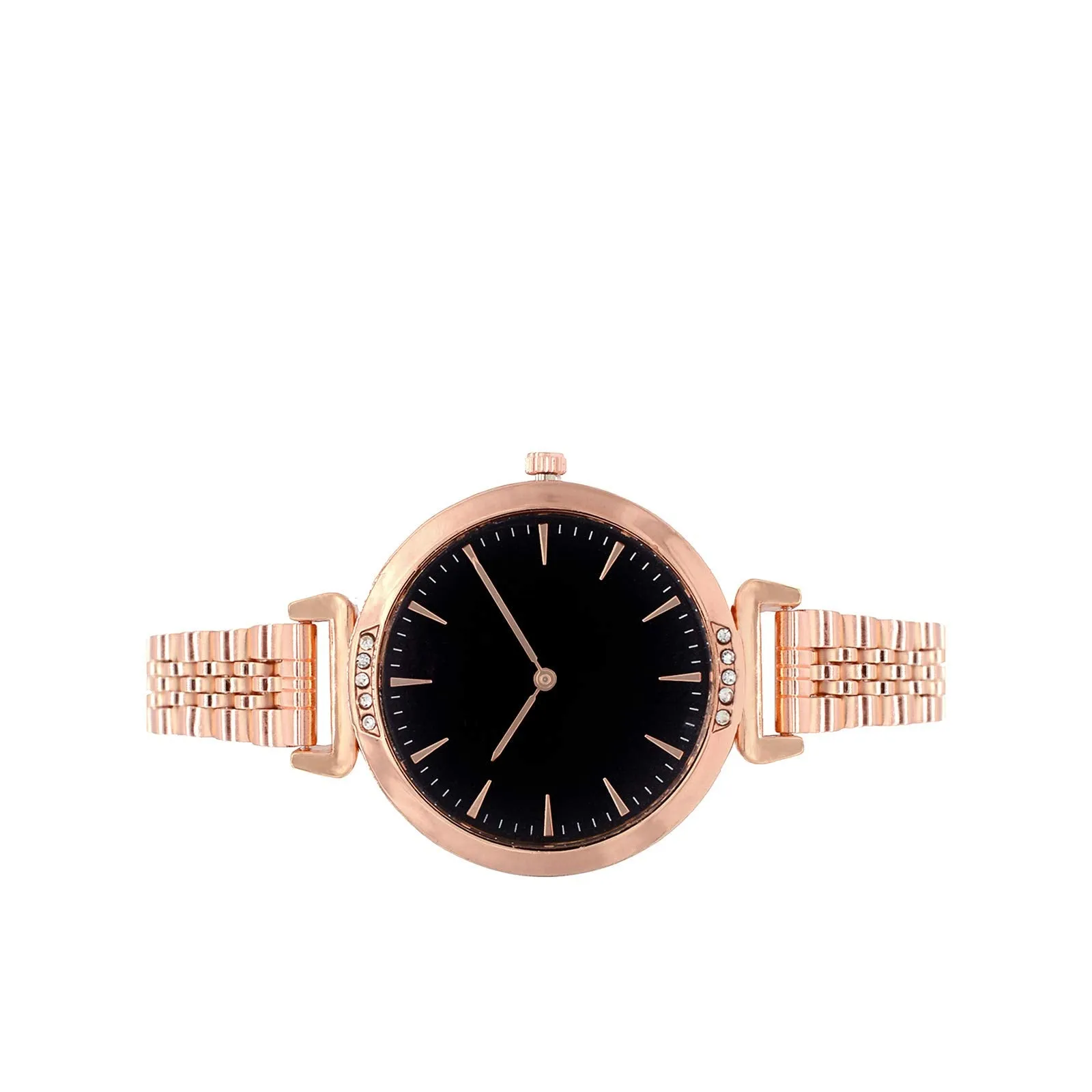 Joker & Witch Petite Black Classic Rosegold Metallic Watch for Women