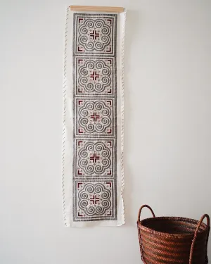 Kacha Vintage Hand Embroidered Textile Wall Art - Grey