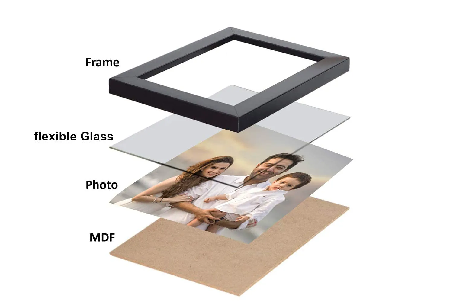 KDM HOME DECOR 1 Pcs 16x20 Inches Flexible Glass & Synthetic Wood Hanging/Table Top High Density Photo Frame for Wall Decoration Dark Brown