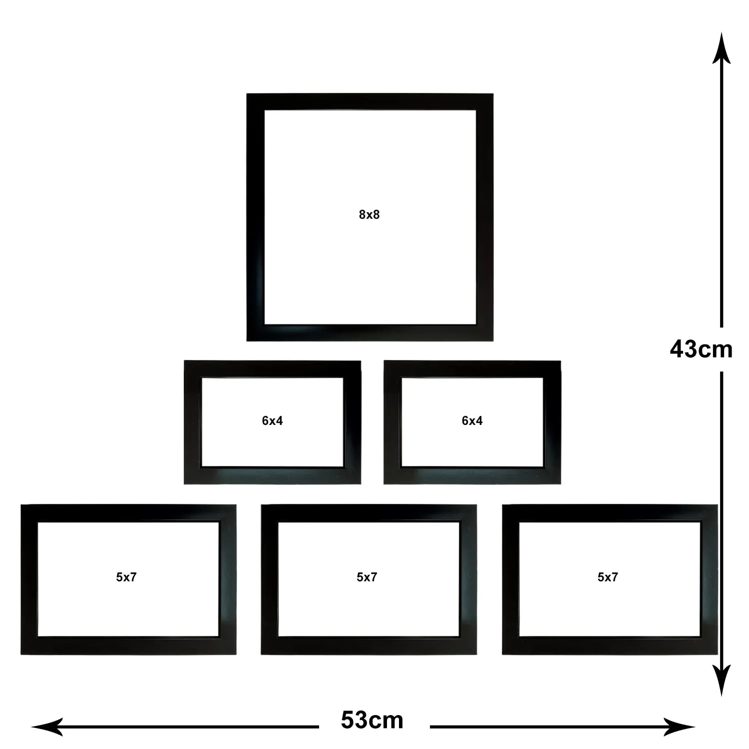 Kuber Industries Collage Photo Frame For Living Room, Wall Set of 6 (Black) Size: 8x8-1 Pc., 4x6-2 Pc., 5x7-3 Pc.