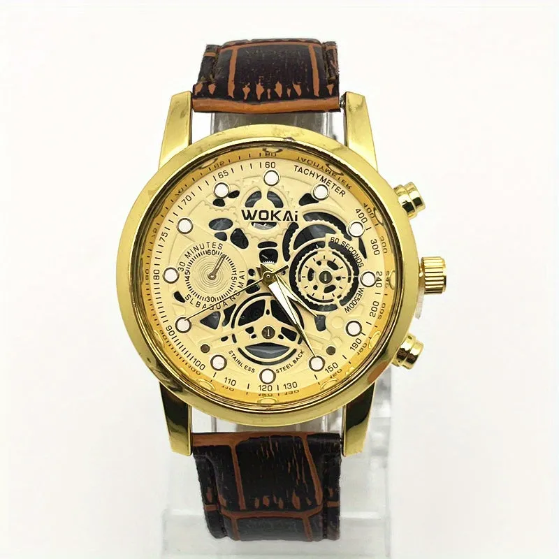 Luxury Business Quartz Hollow Mens Watch Trendy Gift Idea