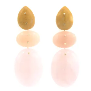 Mobile Earrings Jasper Aventurine Rose Quartz Light