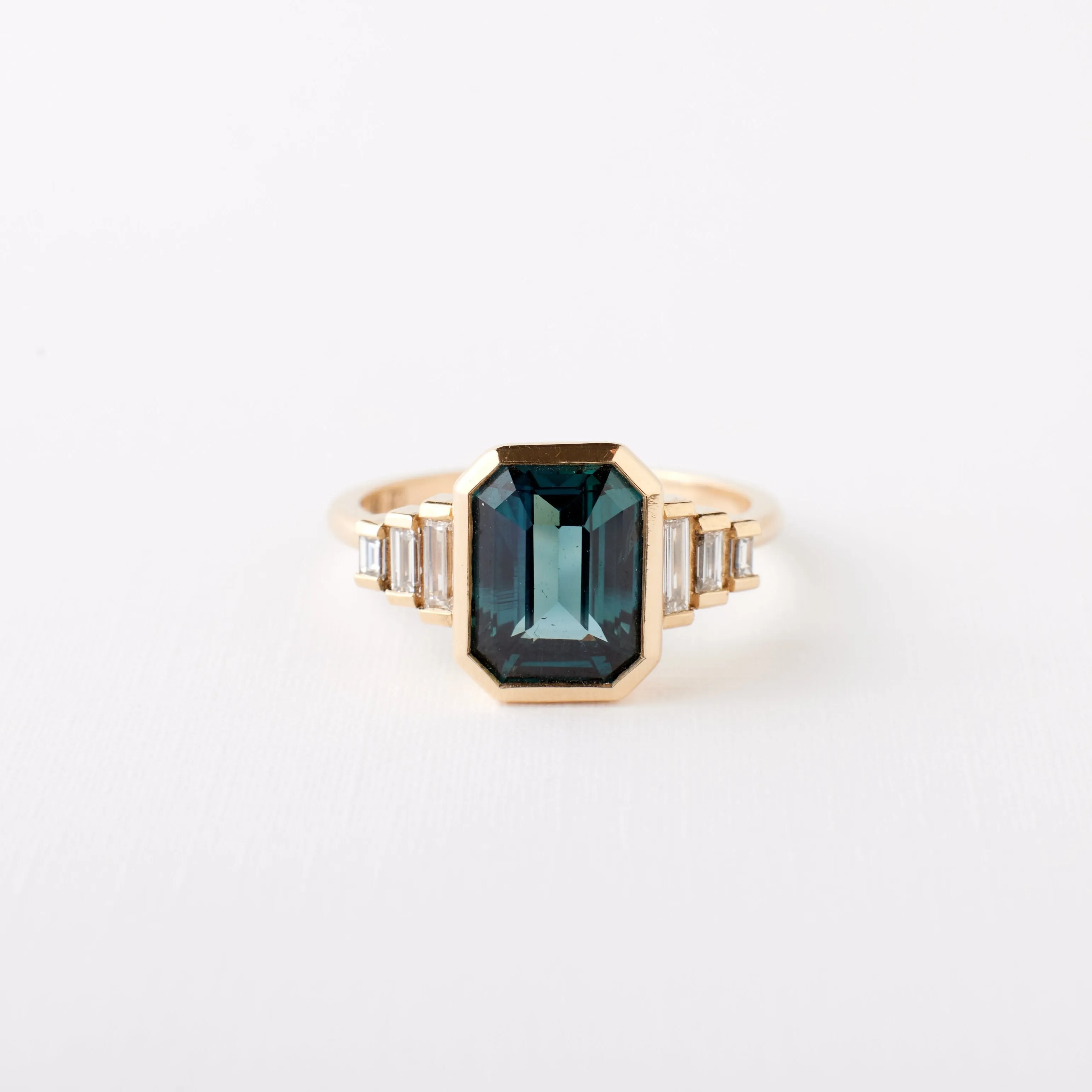 Nina Ring - 3.05 Carat Emerald Cut Teal Sapphire