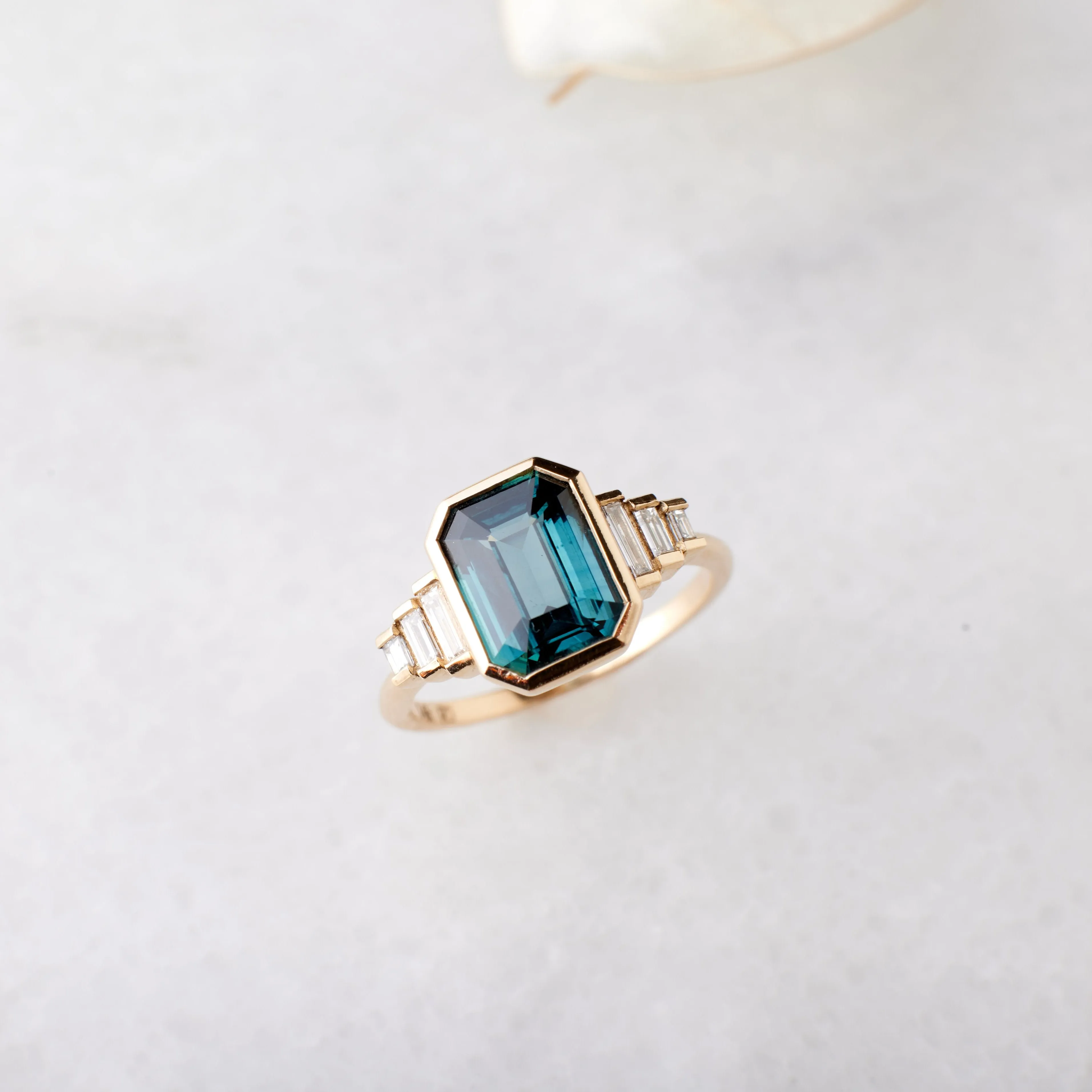 Nina Ring - 3.05 Carat Emerald Cut Teal Sapphire