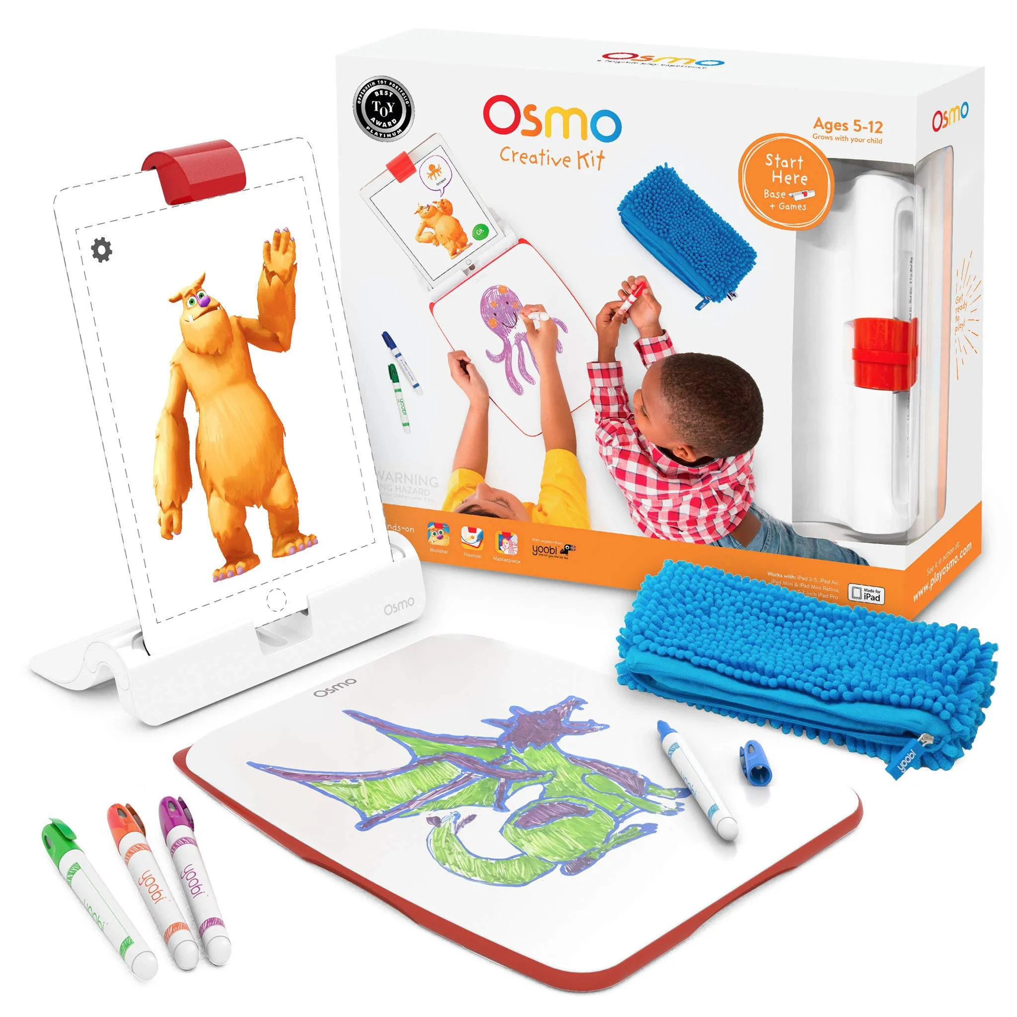 Osmo - Creative Kit for iPad - 3 Hands-On Learning Games - Ages 5-10 - Creative Drawing & Problem Solving/Early Physics - STEM - (Osmo iPad Base Included)