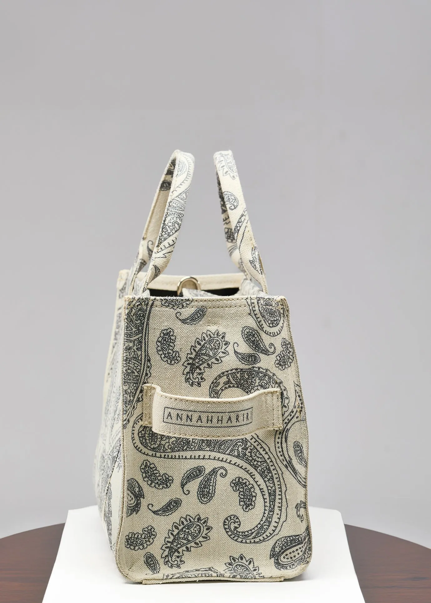 Paisley Print Canvas Tote with Adjustable Strap