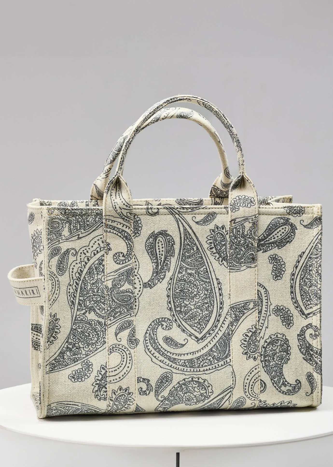 Paisley Print Canvas Tote with Adjustable Strap