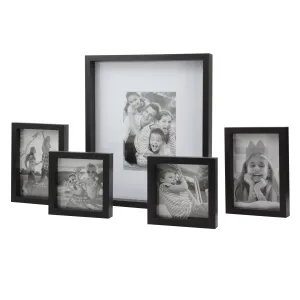 Rectangle Wall Mounted Gallery Frames, Wood, Black (Set of 5) (WS)