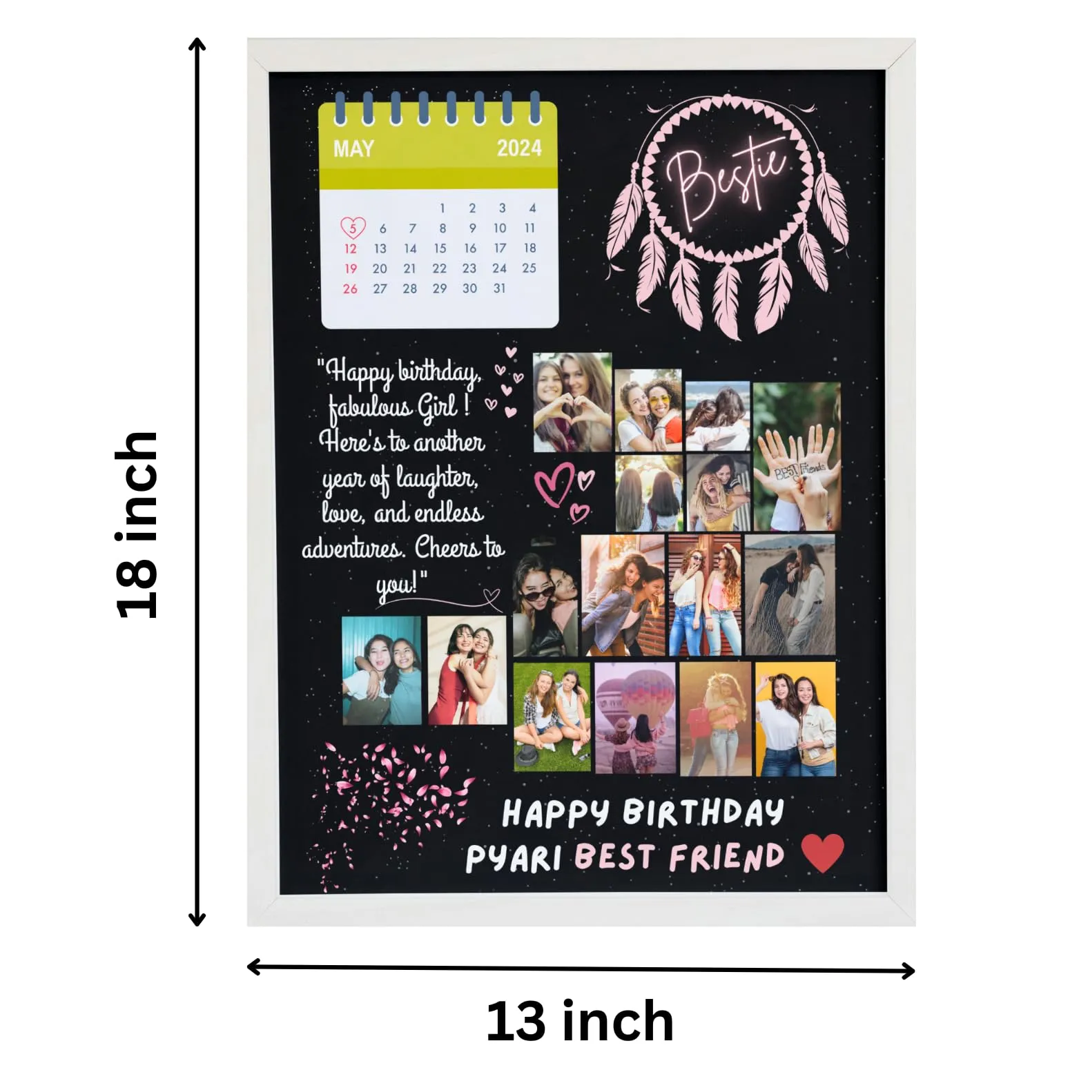 Replix - Customized/Personalized Photo Frame for Gifting- Upload And Customize 15 Photos, Tabletop, Rectangular (Best Friend)