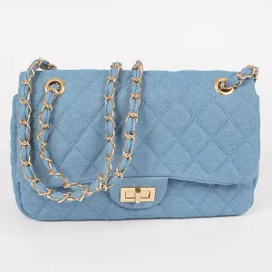 Rina Denim Quilted Clutch