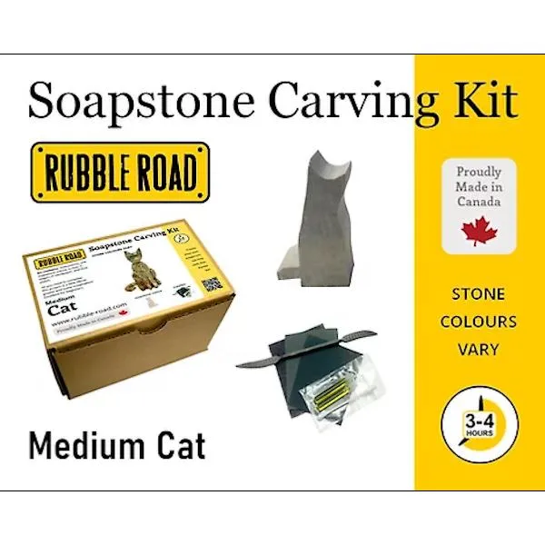 Rubble Road Soapstone Carving Kit - Medium Cat