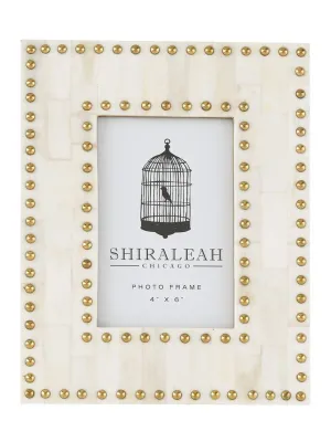 Shiraleah 4"x 6" Studded Picture Frame, Ivory