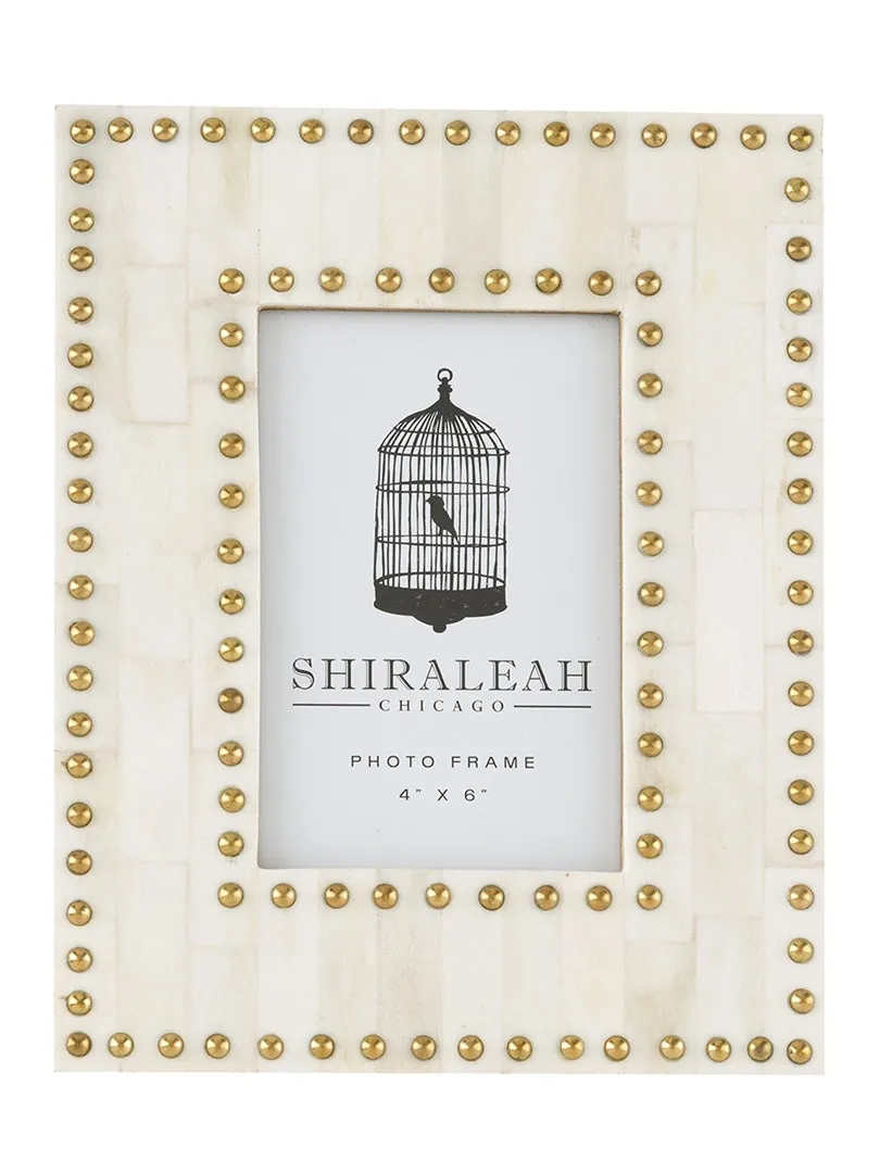 Shiraleah 4"x 6" Studded Picture Frame, Ivory