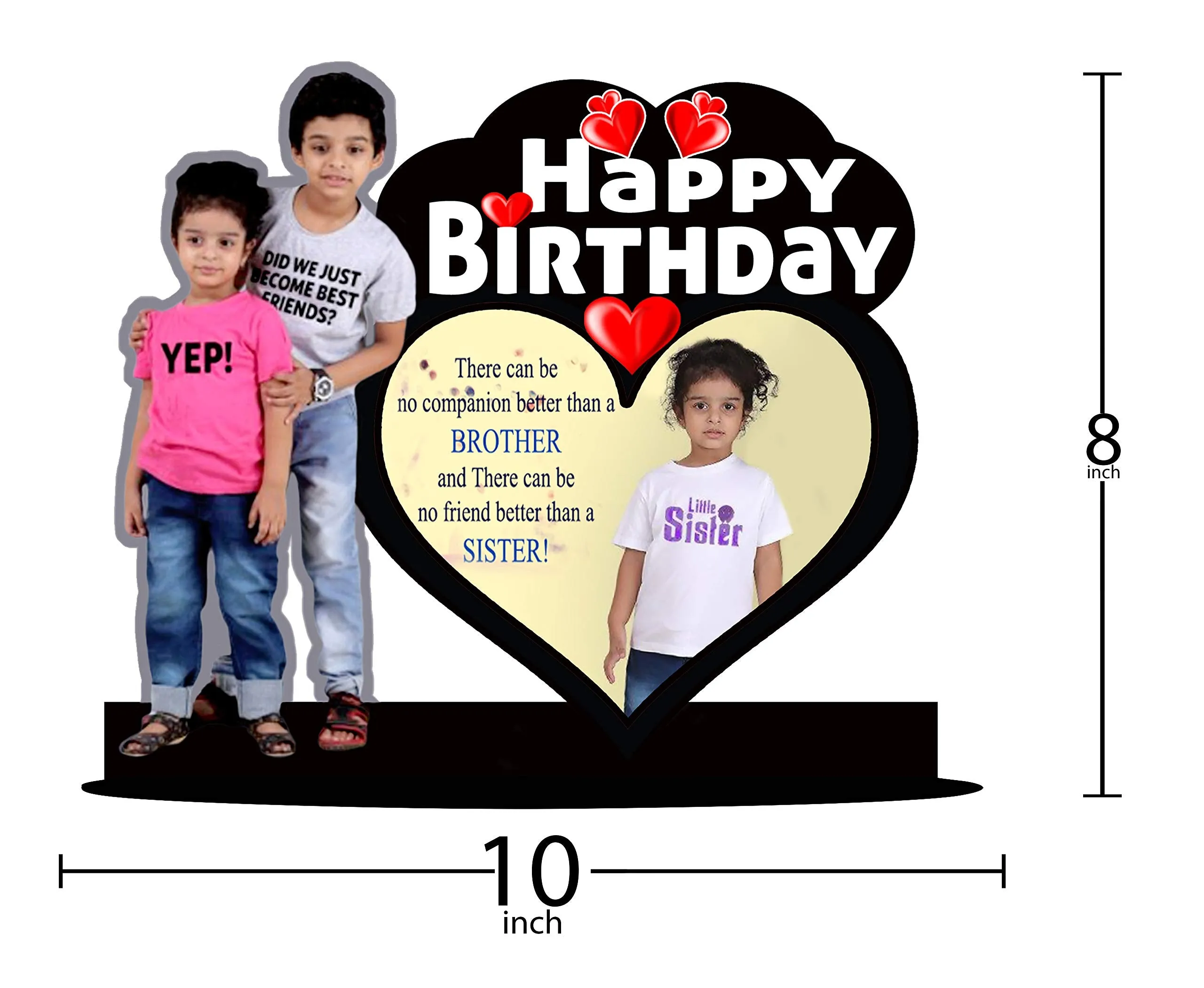 Shri Kanth Art Customized Happy Birthday (Brother & Sister) - Wall Mount - Wooden - Mosaic/Collage Photo Frame - Gifts Personalized Cutout Photo Frame with Name Collage (8 X 10 Inch)