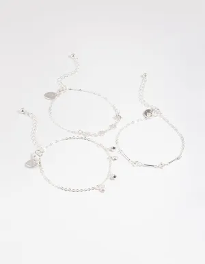 Silver Star & Pearl Droplet Bracelet Pack