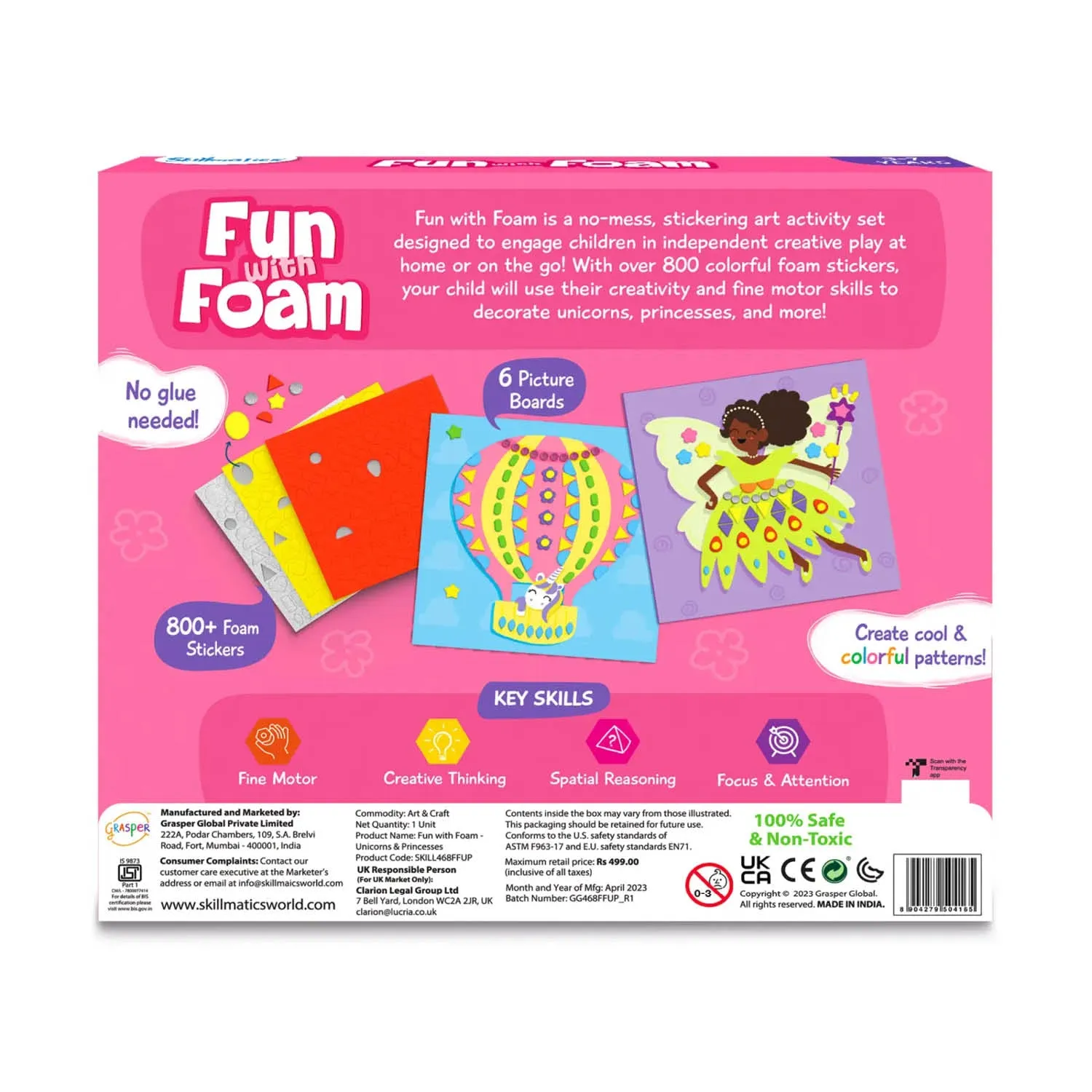 Skillmatics Fun with Foam: Unicorn & Princesses No Mess Sticker Art (Ages 3-7)