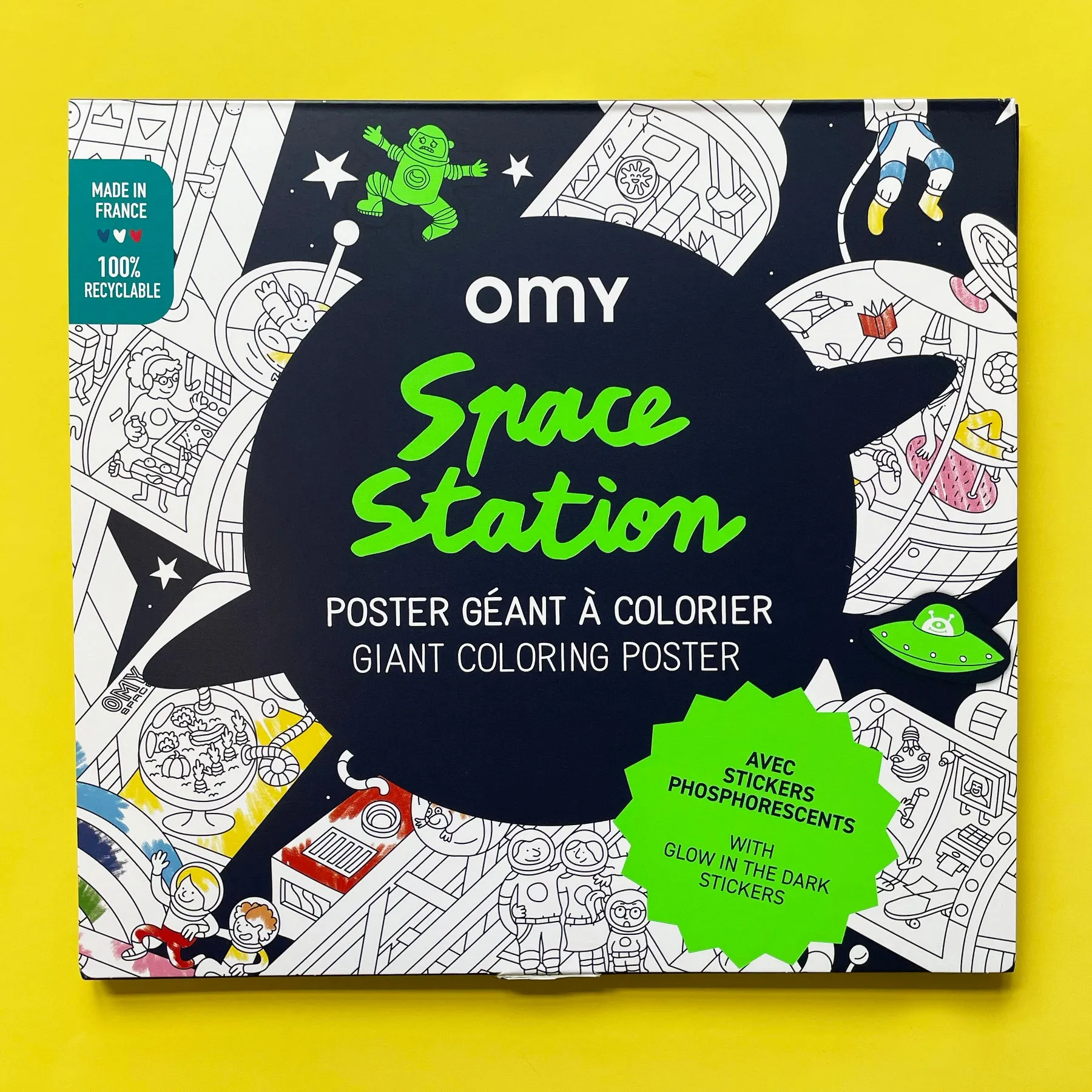 Space Station Giant Coloring Poster with Stickers