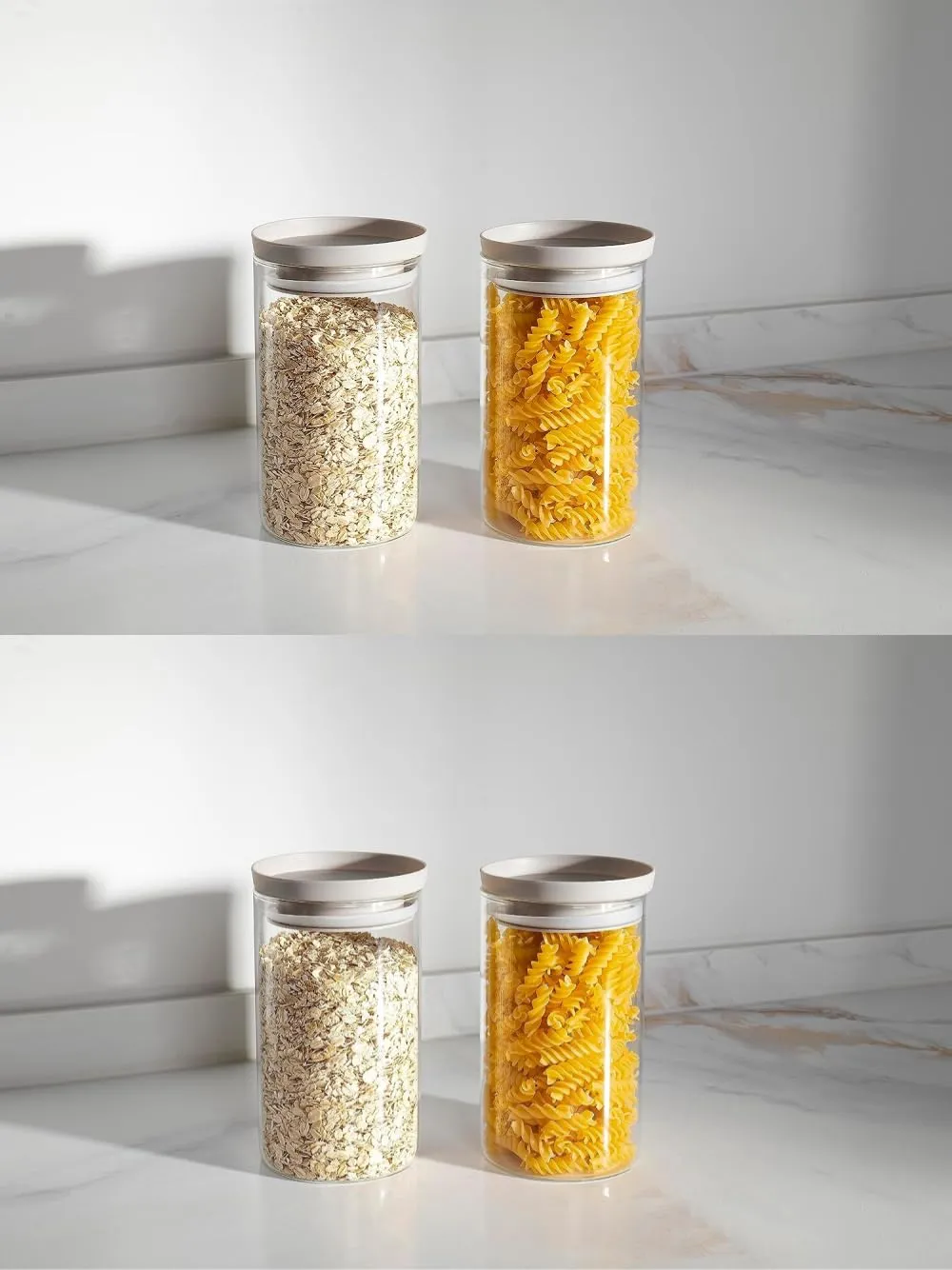 USHA SHRIRAM Food Storage Conatiner with Airtight Lid (4Pcs - 1L each)| Borosilicate Glass Container For Kitchen Storage| Glass Container With Lid For Fridge Storage| Stackage Storage Boxes for Fridge