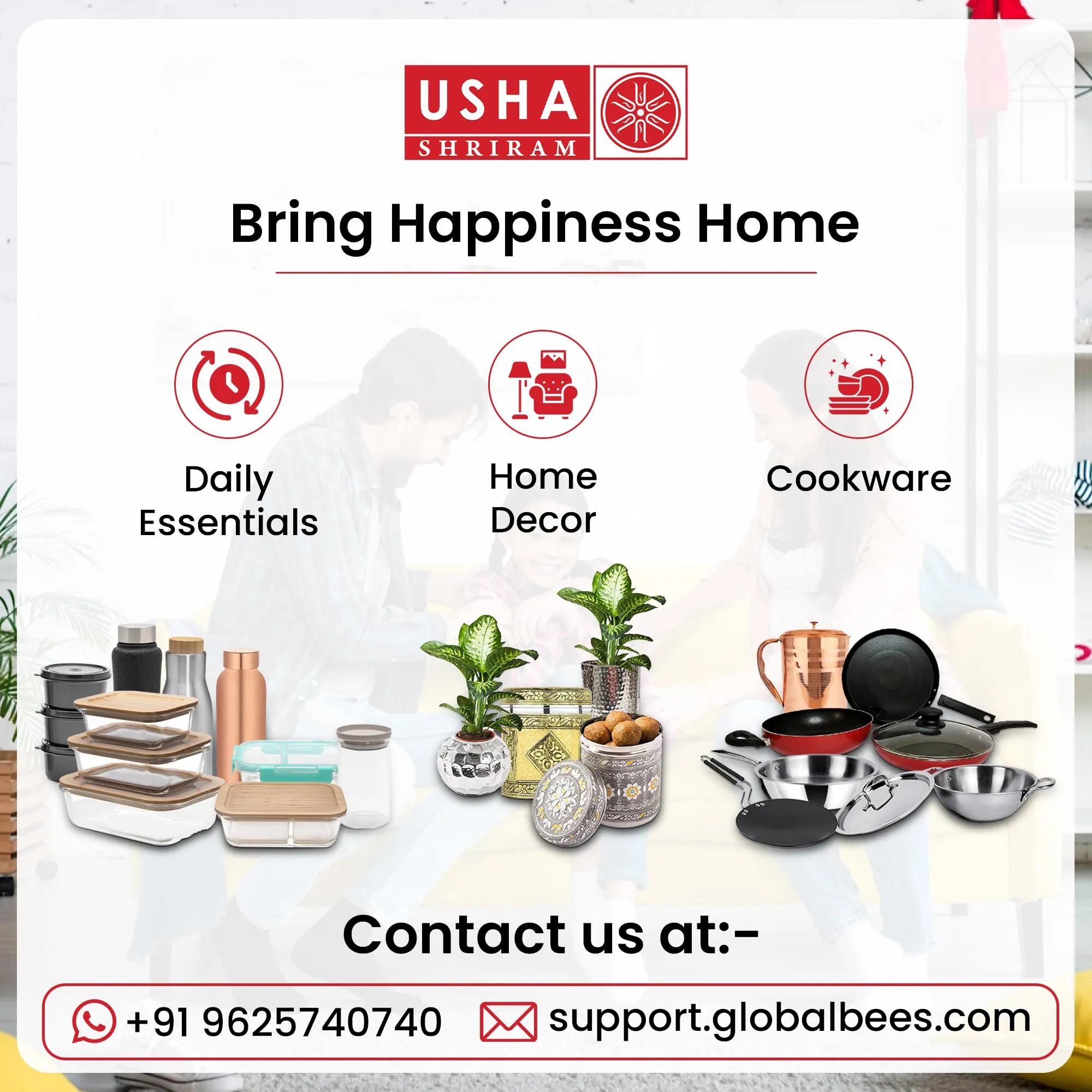 USHA SHRIRAM Food Storage Conatiner with Airtight Lid (4Pcs - 1L each)| Borosilicate Glass Container For Kitchen Storage| Glass Container With Lid For Fridge Storage| Stackage Storage Boxes for Fridge