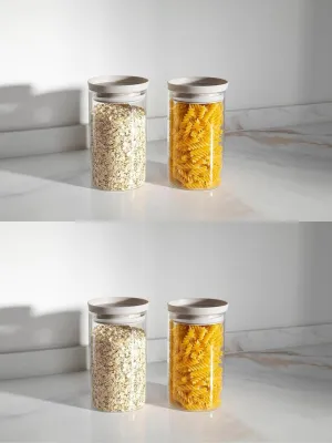 USHA SHRIRAM Food Storage Conatiner with Airtight Lid (4Pcs - 1L each)| Borosilicate Glass Container For Kitchen Storage| Glass Container With Lid For Fridge Storage| Stackage Storage Boxes for Fridge