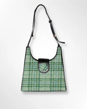 Vegan Leather Green Plaid Hand Bag