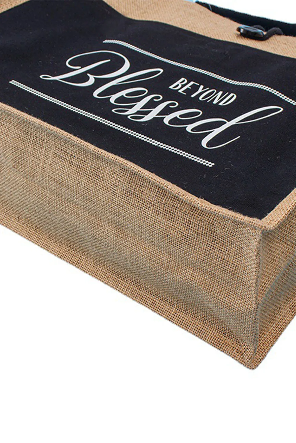 Vintage Black "BEYOND BLESSED" Burlap Bag