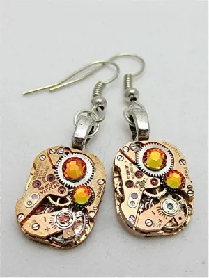 Watch movement Earrings - Gleam - Steampunk Earrings - Repurposed art