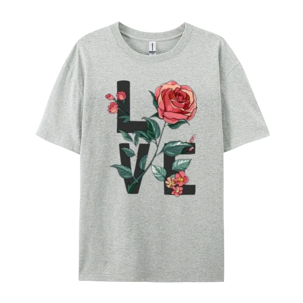 Women Love Flower Print Graphic T-shirt