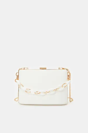 Women White Clutch Bag