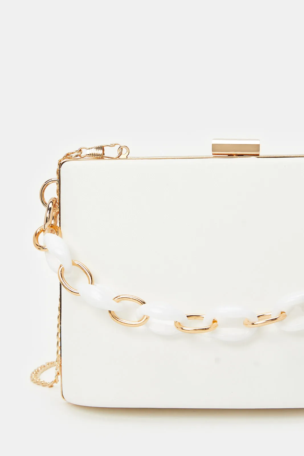 Women White Clutch Bag