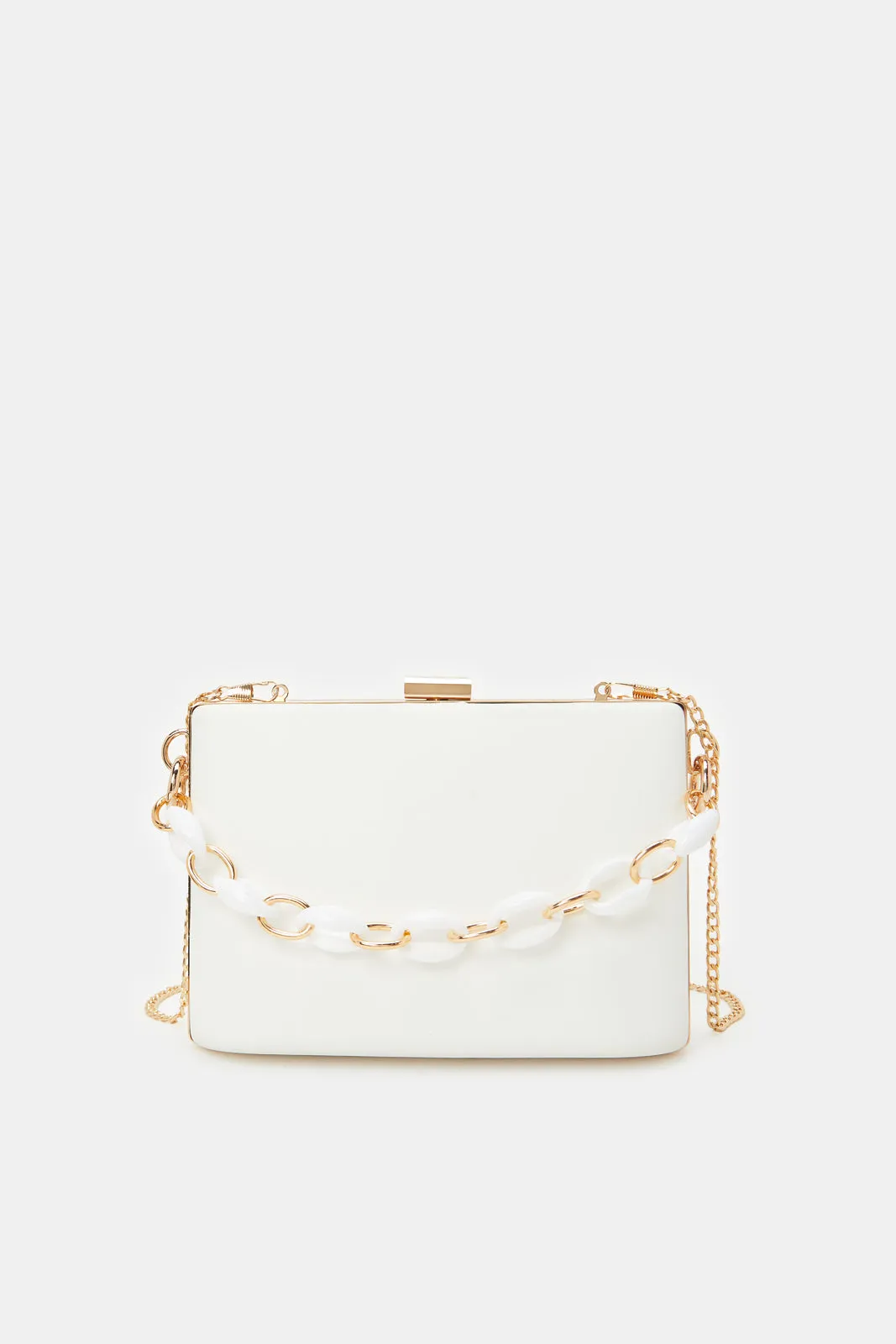 Women White Clutch Bag