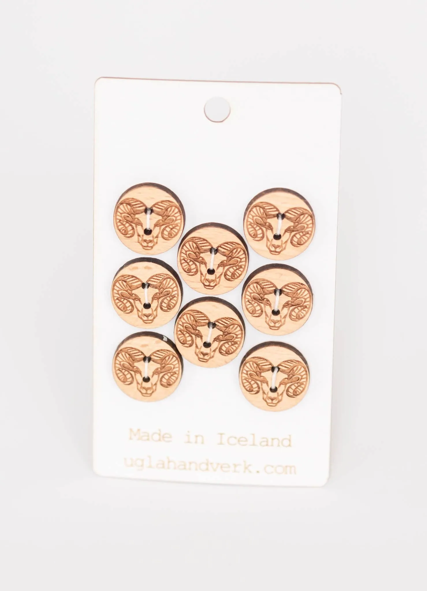 Wooden Buttons - Icelandic Ram Sheep